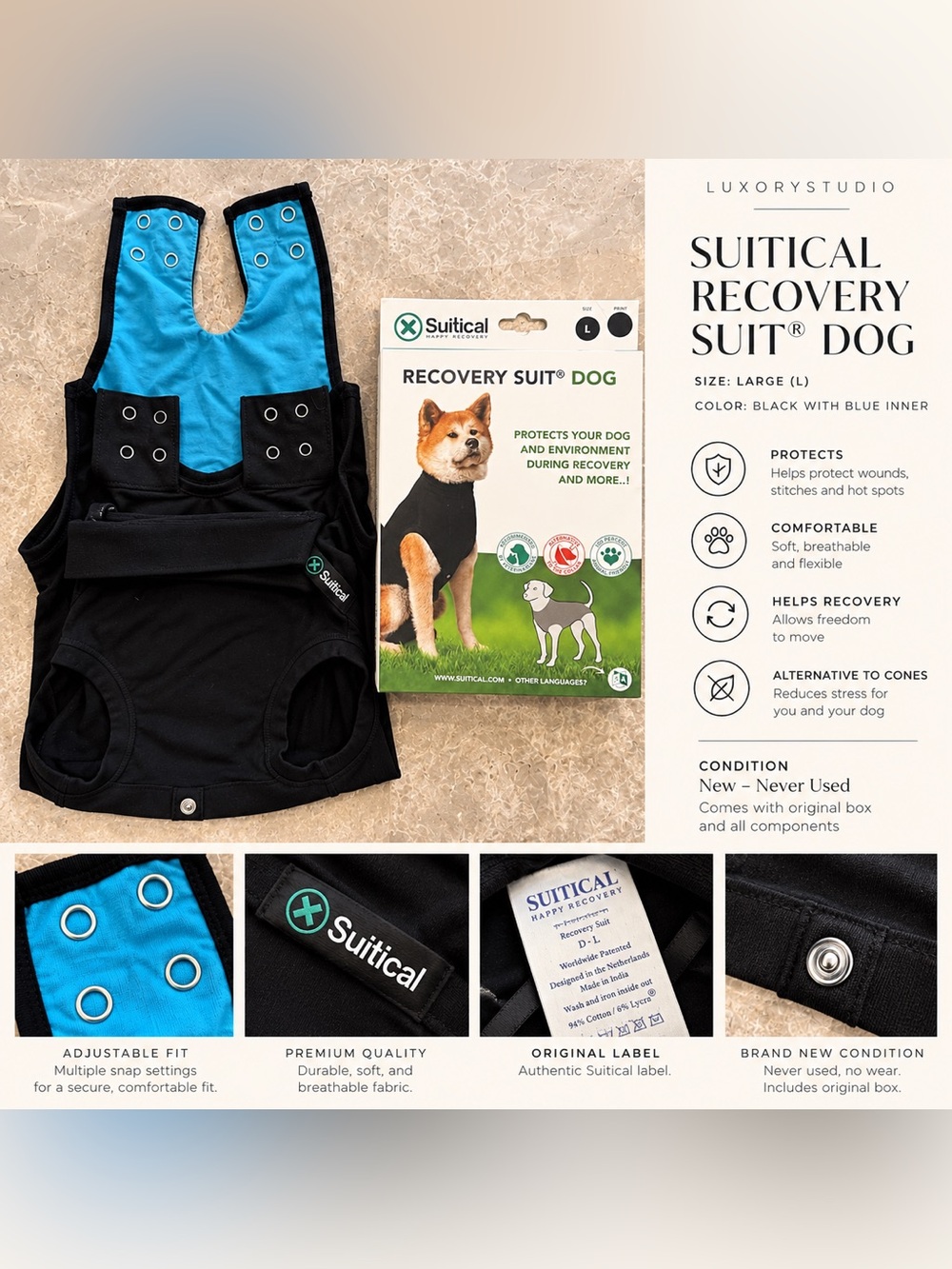 Suitical Recovery Suit Dog – Size Large | NEW / Never Used